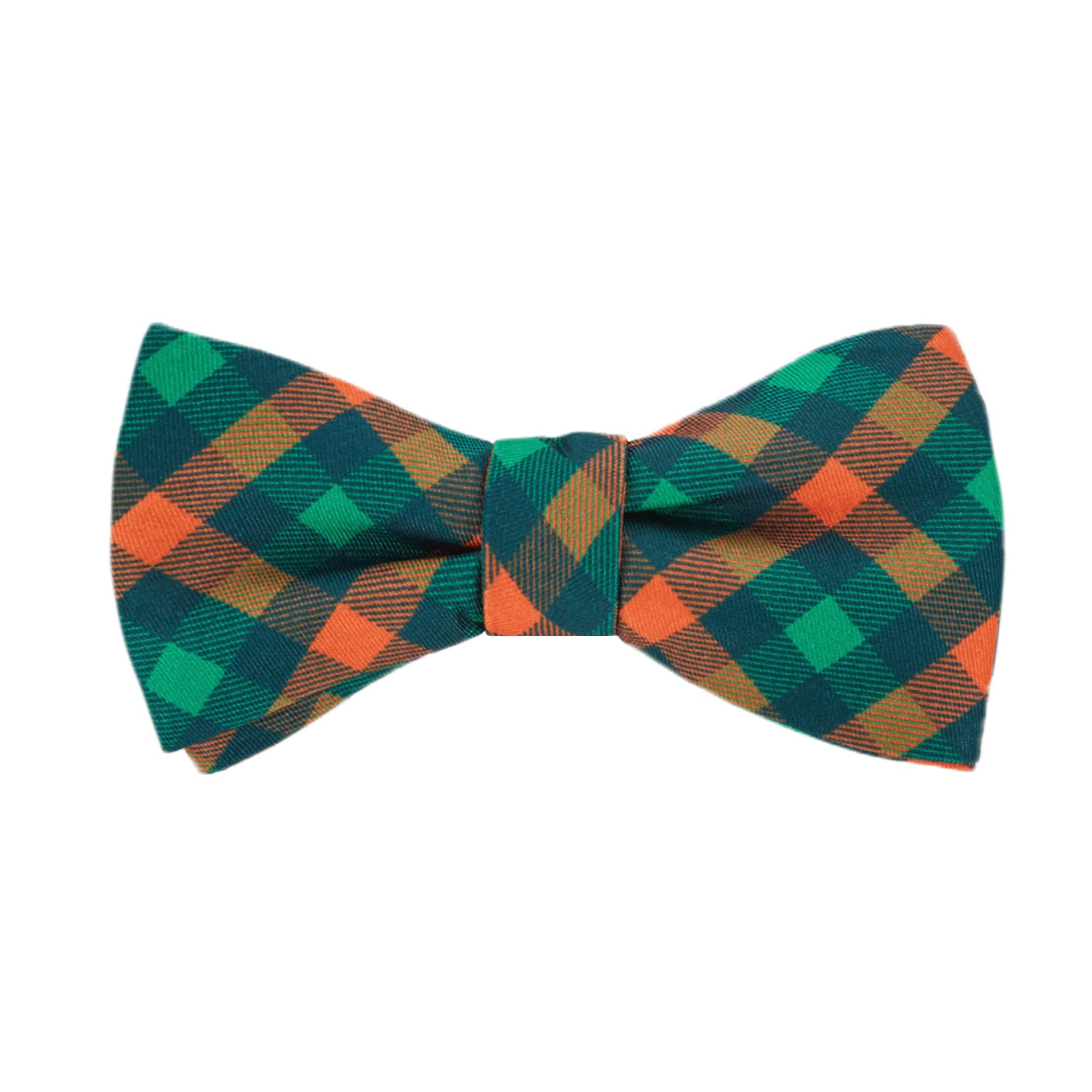Jacob Alexander Men's Checkered Plaid Traditional Freestyle Self-Tie Bow Tie - Green Orange