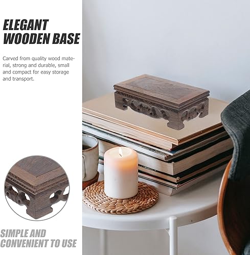 Miniatura 2 de Zerodeko Base de elevación de madera maciza Tetera Base de madera Base de tetera cuadrada Soporte de cristal Tetera Ornamento de madera Soporte de