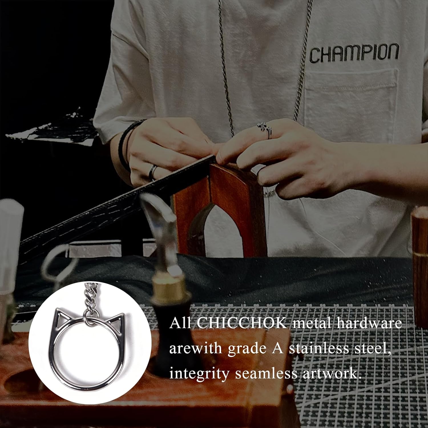 Cat O-Ring Slip Chain Necklace Stainless Steel Cuban Chain Punk Choker Necklace Jewelry Gift for Women - Image 6