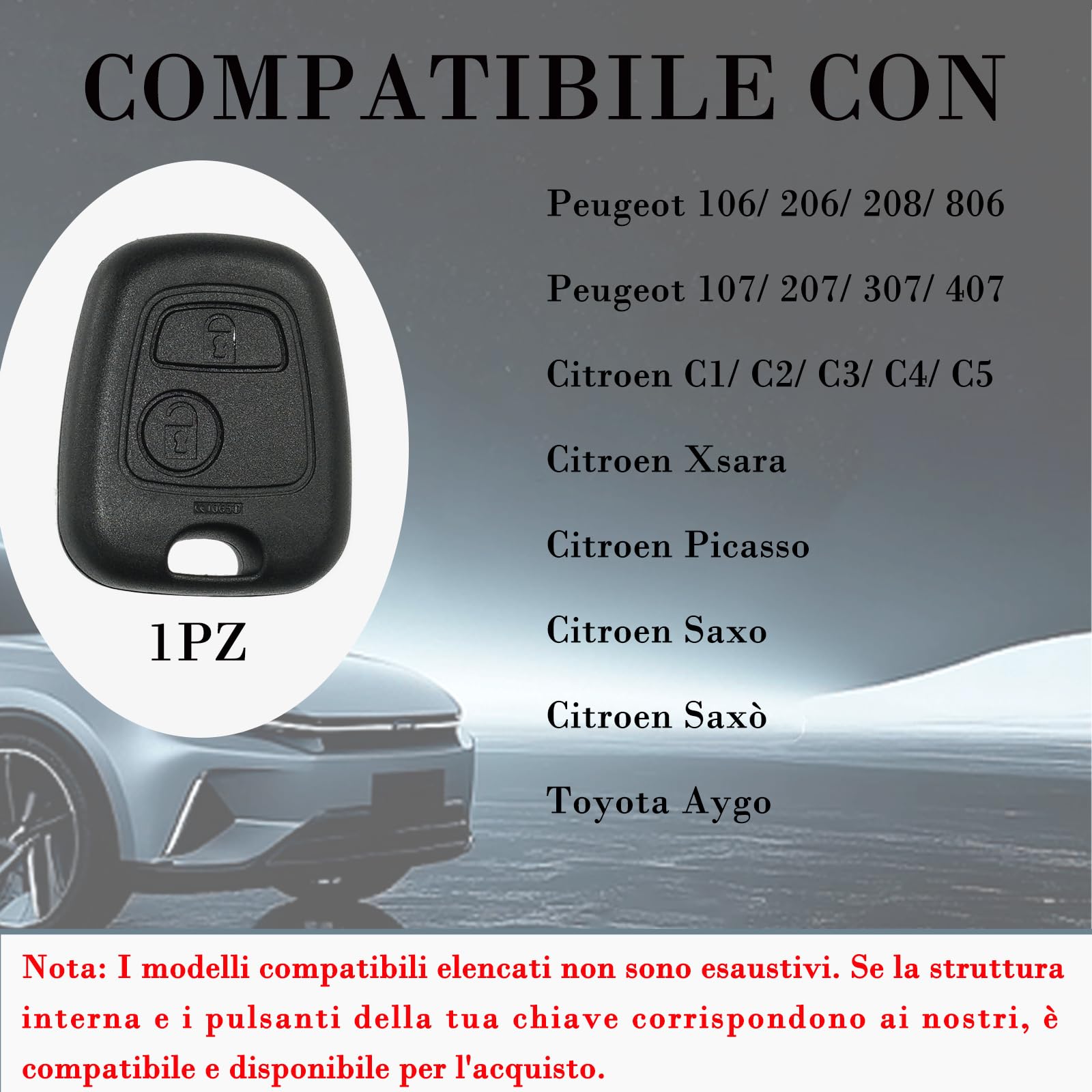 SUPALAND Guscio Chiave di Ricambio a 2 Tasti Per Citroen C1 C2 C3 C4 C5 Peugeot 106 107 206 207 208 307 407 806