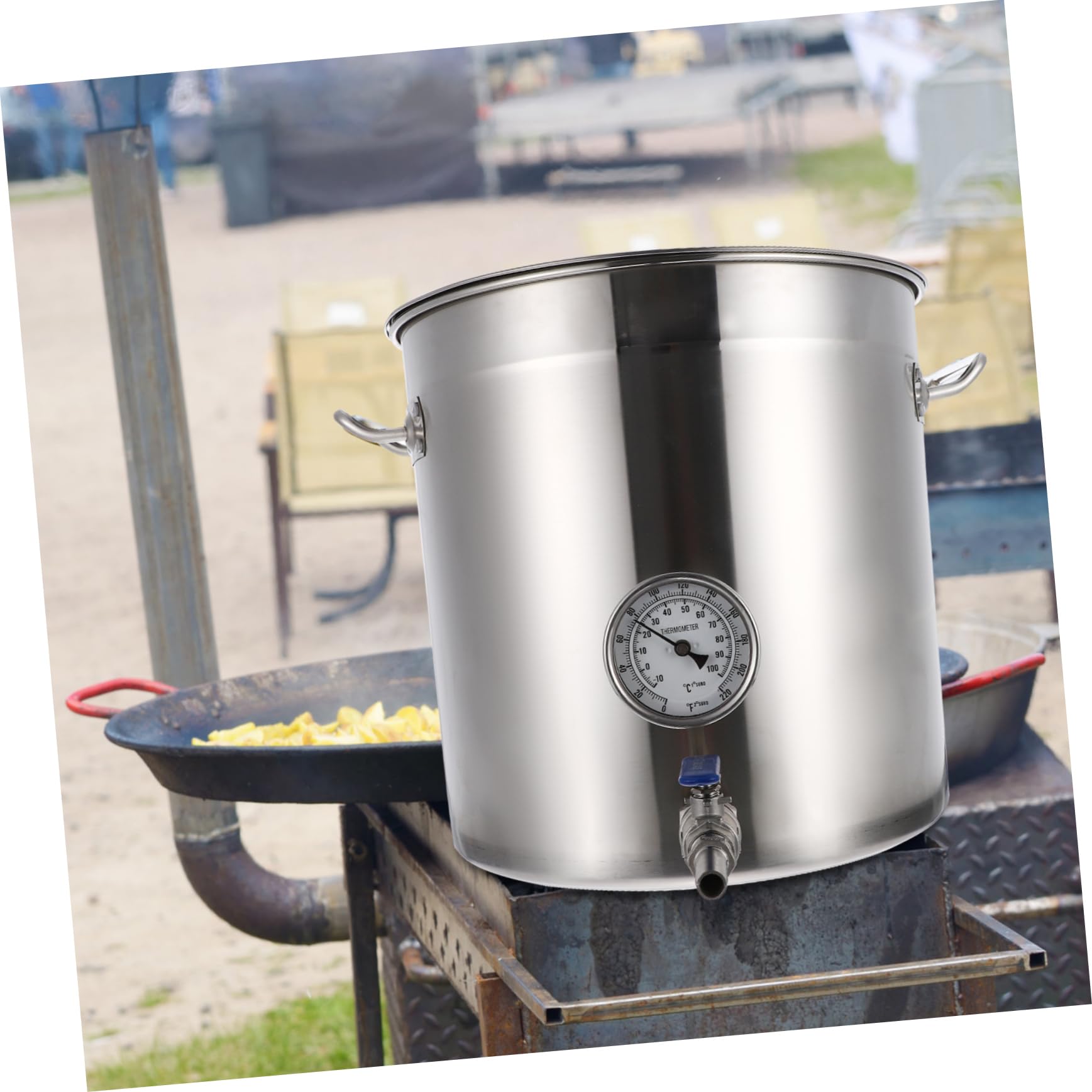 OFFSCH 1pc Stainless Steel Brewing Pot Thermometer Cooking Container for Home Brewing and Wine Making Ergonomic Handles for Easy Carrying Kitchen Gadget