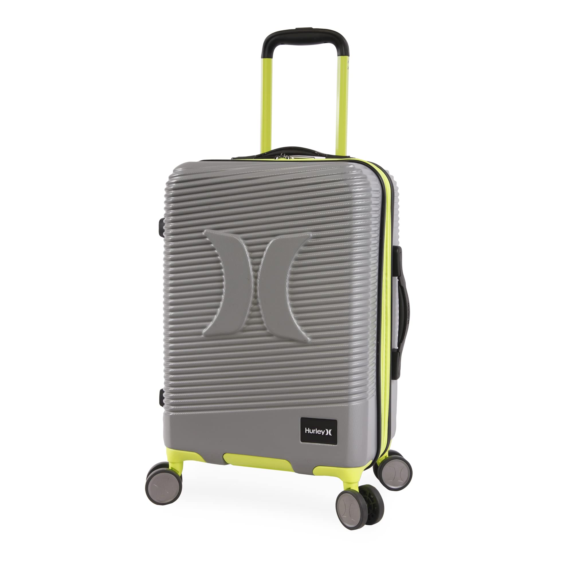 Hurley Torx Hardside Spinner Luggage, Light Grey Neon, Carry-On 21