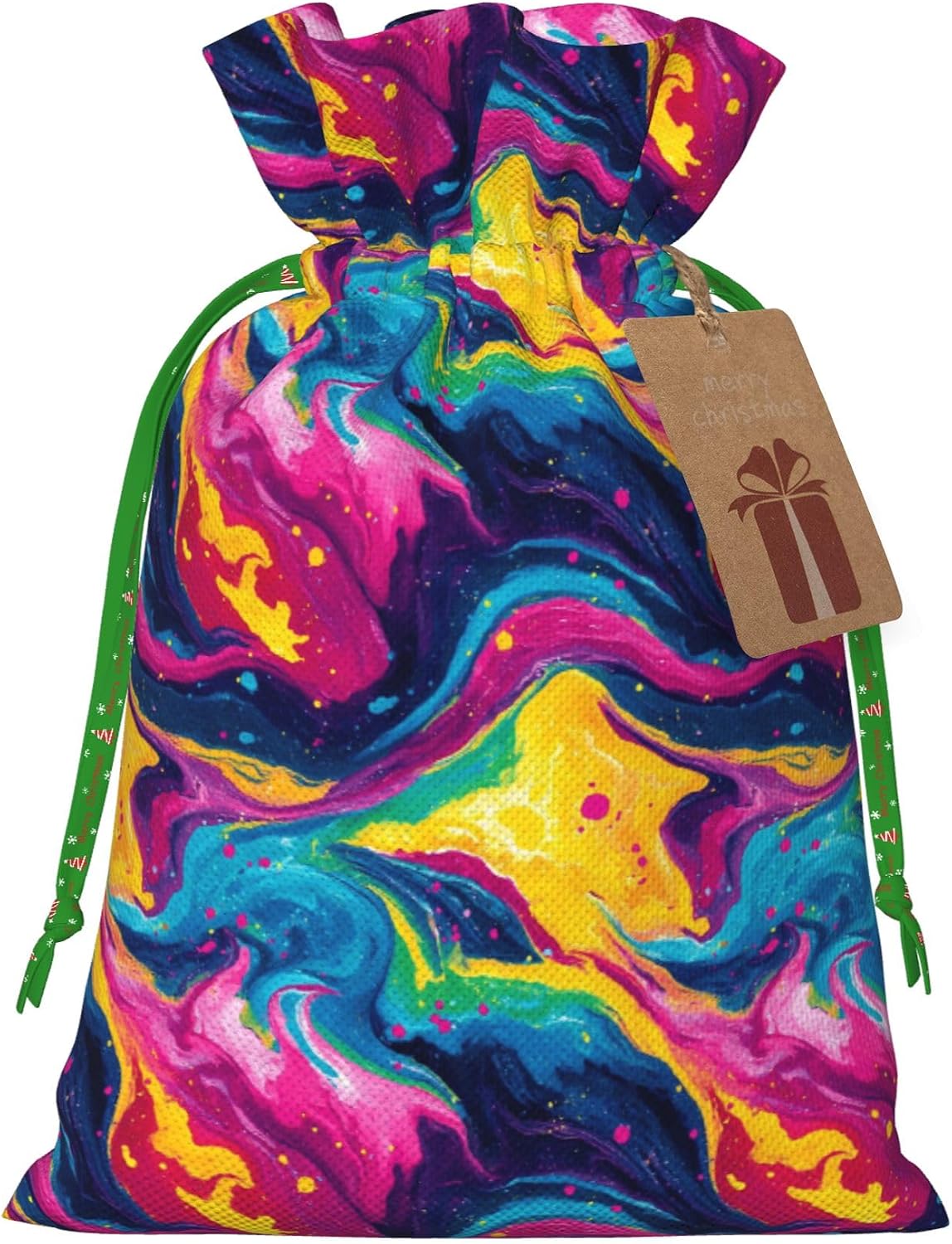 Hekroxu Gift Bag Reusable Wrapping Bag For Holiday Party,Abstract Colorful Tie Dye (1)