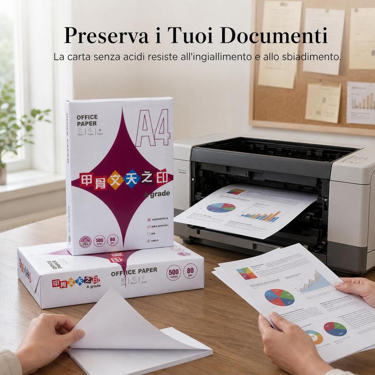 Carta 75-80g/, Carta da Stampa per Stampante e Inkjet, Carta A4 da 80g per fotocopie, 500 fogli/risma * 2 (nuovo imballaggio del marchio)