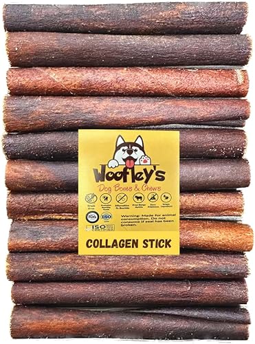 Woofley's Bully Sticks de colágeno de 6 pulgadas para perros, 10 unidades, masticables de colágeno para perros, masticables alternativos de cuero