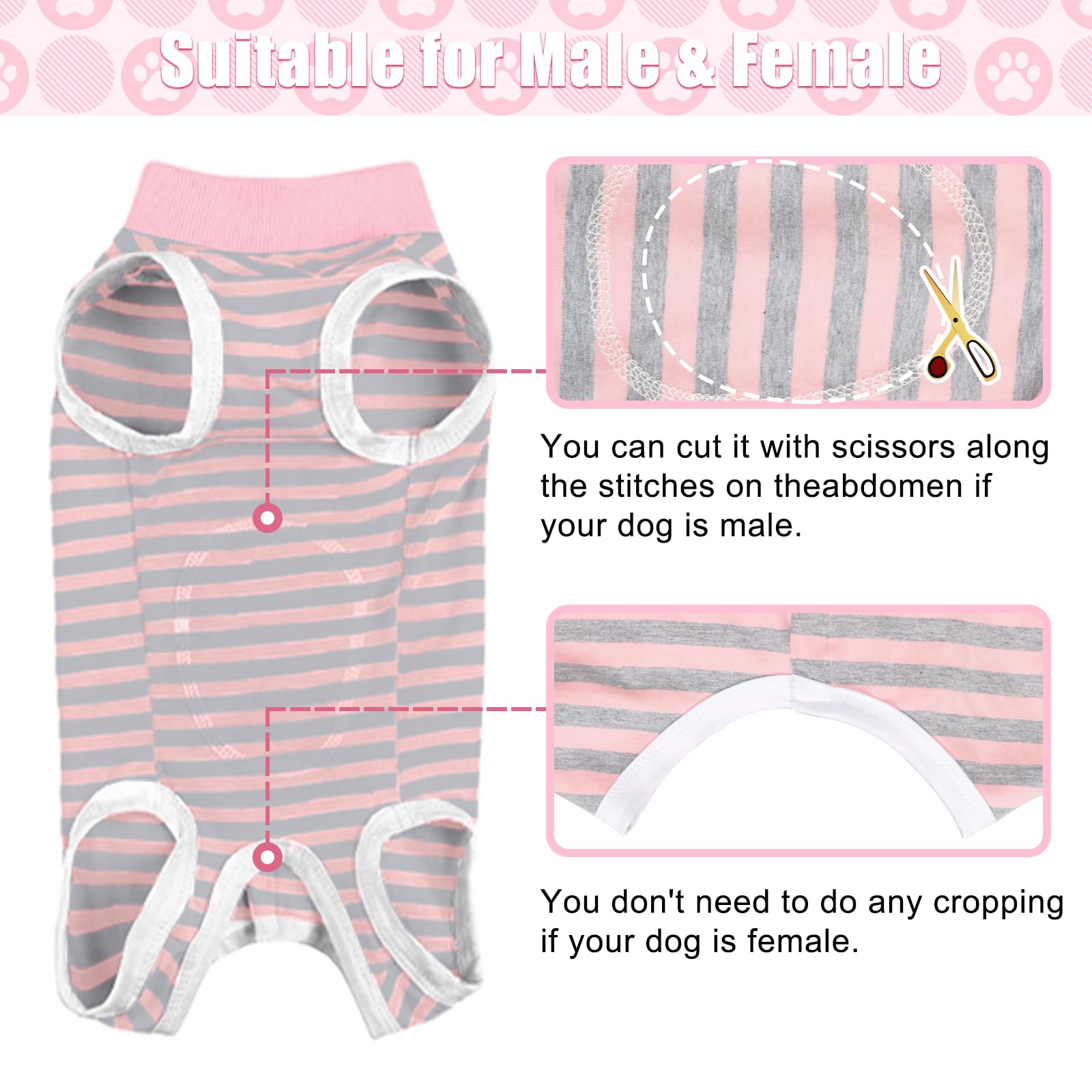 FEimaX Dog Surgery Recovery Suit, Dog Recovery Suit after Surgery for Female Male Dog Cone E-Collar Alternative - Image 3