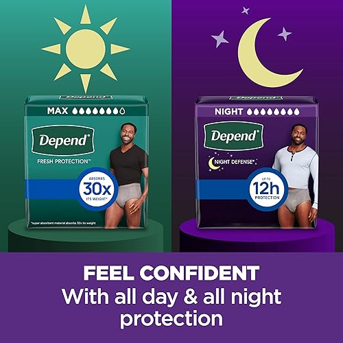 Miniatura 6 de Depend Night Defense - Ropa interior de incontinencia para adultos, desechable, durante la noche, extragrande, gris, 48 unidades (4 paquetes de 12),