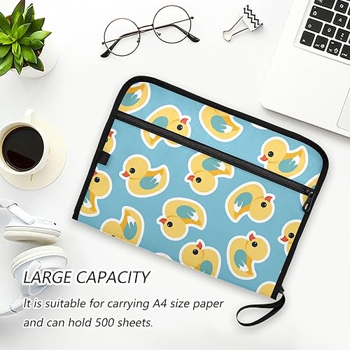 Miniatura 6 de Bath Duck Blue Yellow Cute File Folder Expanding 13 Pockets A4 Letter Size Document Folder with Zipper Closure Plastic File Organizer for Acordian