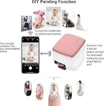 Mini Digital Nail Art Printer – Portable 3D Nail Printing Machine, Mobile App Control, 30s Fast Application, Own Design Gallery, Ideal for Salons & Personal Use