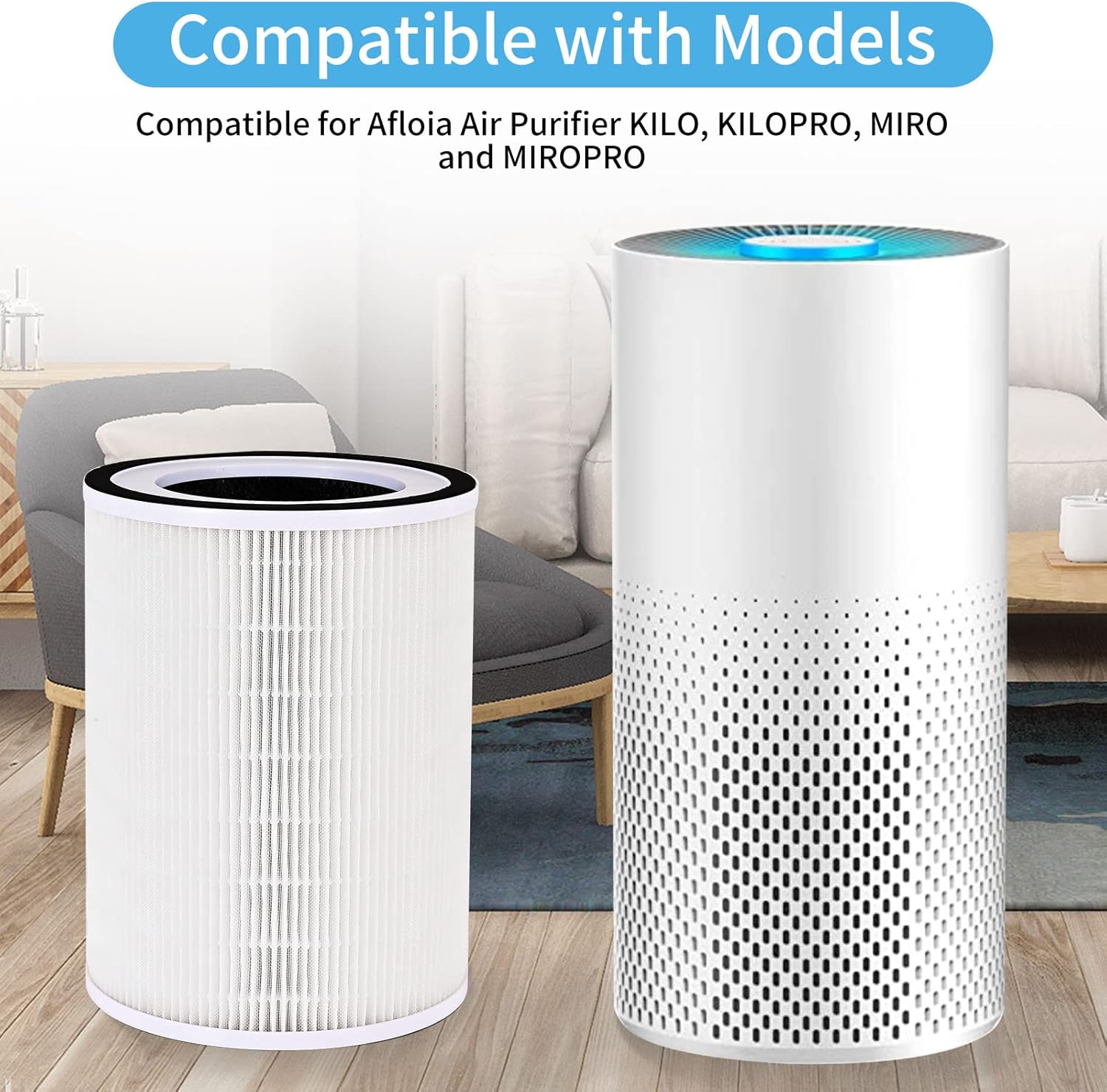 True HEPA KILO Filter 360°3 Stage Replacement Filters Compatible for Afloia KILO/KILO Pro/MIRO/MIRO Pro air purifier, H13 True HEPA filter, 2 PACK - Image 2