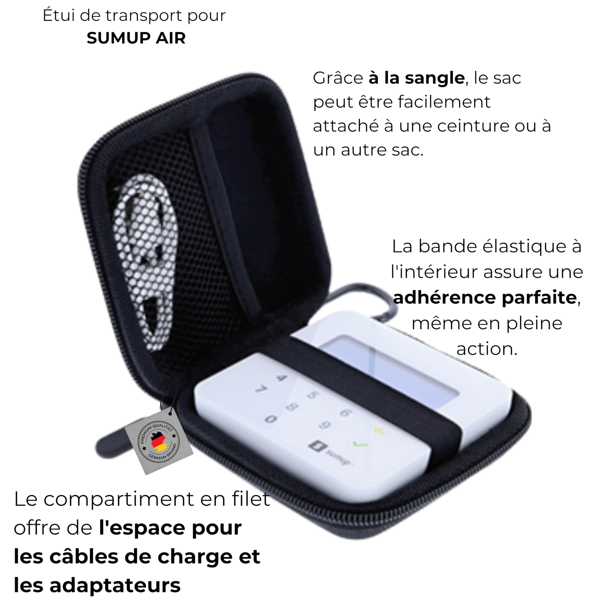 Sac Compatible avec Terminal de paiement SumUp Air Coque de Protection Rigide pour Lecteur de Cartes Antichoc résistant à la poussière étanche Housse de Transport Accessoires Noir