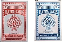 Vista 12 de Naipes económicos: 24 barajas (12 barajas rojas y 12 azules) de 2.3/8 pulgadas por 3.3/8 pulgadas (2.165 in x 3.386 in) con revestimiento