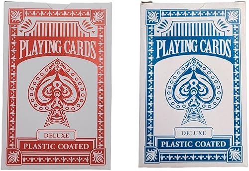 Zugar Land Cartas económicas  2 barajas cubiertas rojas y azules 238 pulgadas x 338 pulgadas 2165in x 3386in con revestimiento de plástico Ideal
