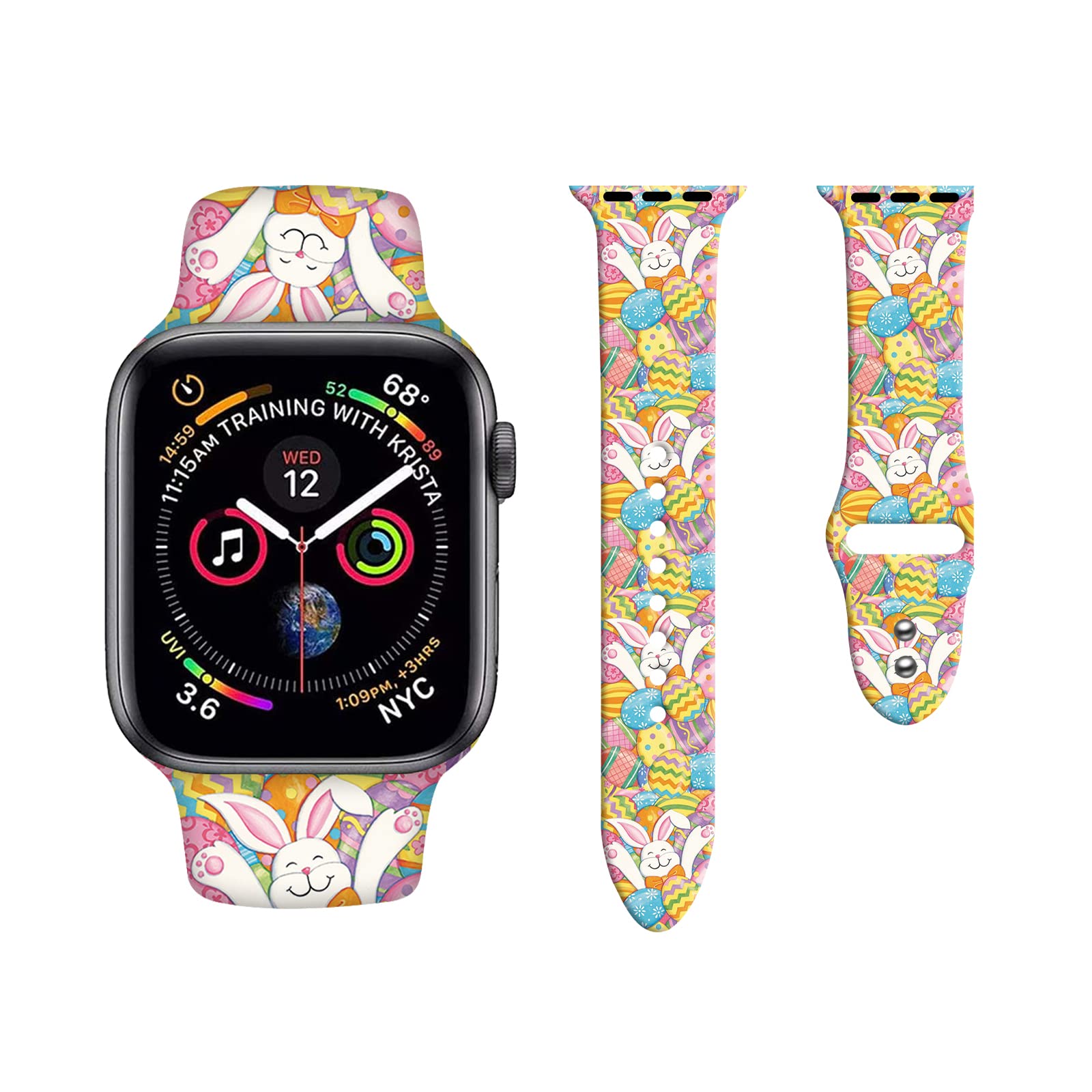 St. Patricks Day and Easter Watch Bands Compatible with Apple Watch 38mm 40mm 42mm 44mm, Adjustable Shamrock Wristbands Soft Silicone Replacement Strap for iWatch Series 7 6 5 4 3 2 1 SE