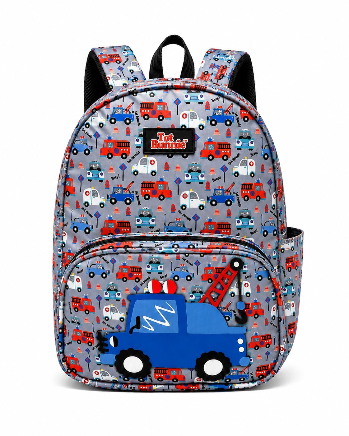 ™ Little Rescue Squad Theme Kids Backpack, Grey, Tow Truck Applique, Ages 2 to 5 Years-image-12
