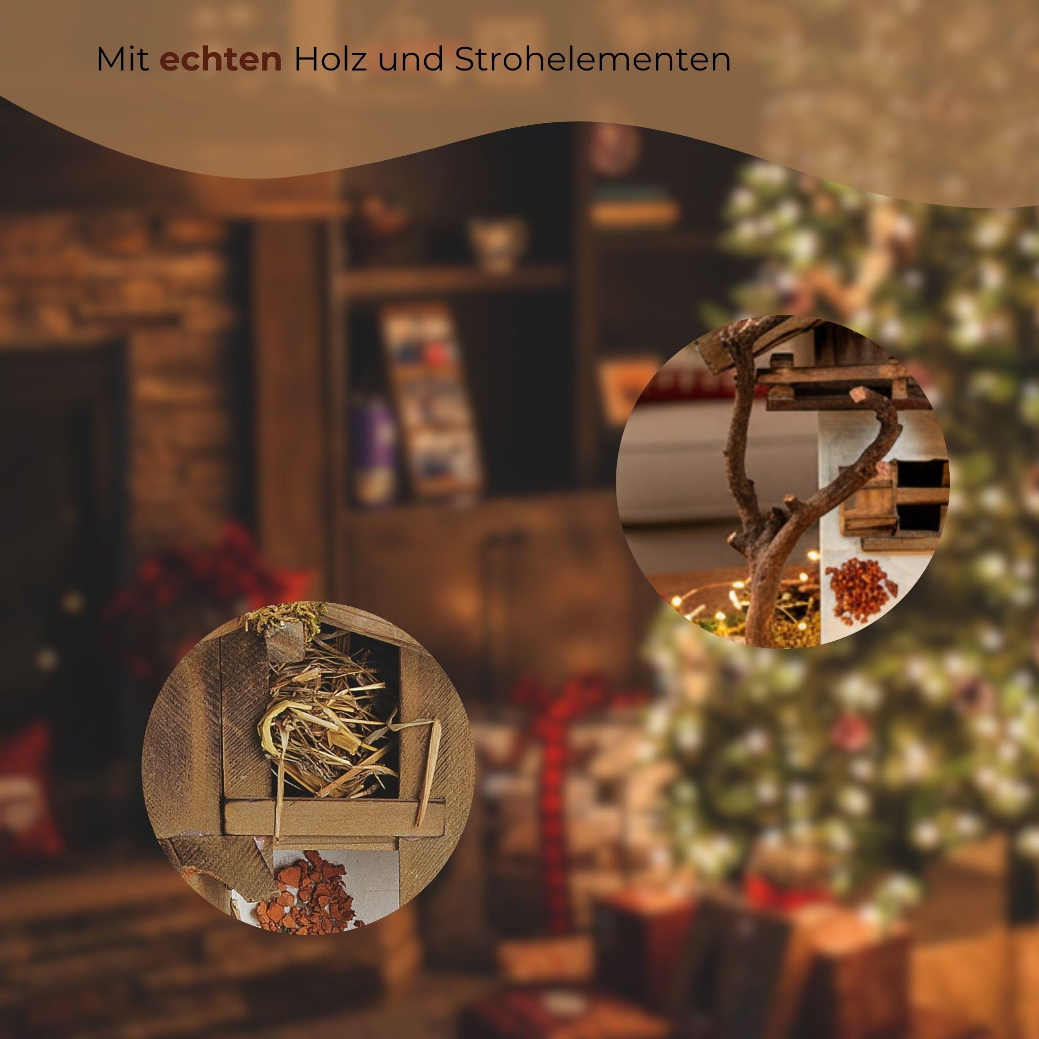 matches21 HOME & HOBBY XXL Weihnachts-Krippe 60 x 27 cm - Große Holz-Krippe als innen Fensterdeko Tisch-Krippe