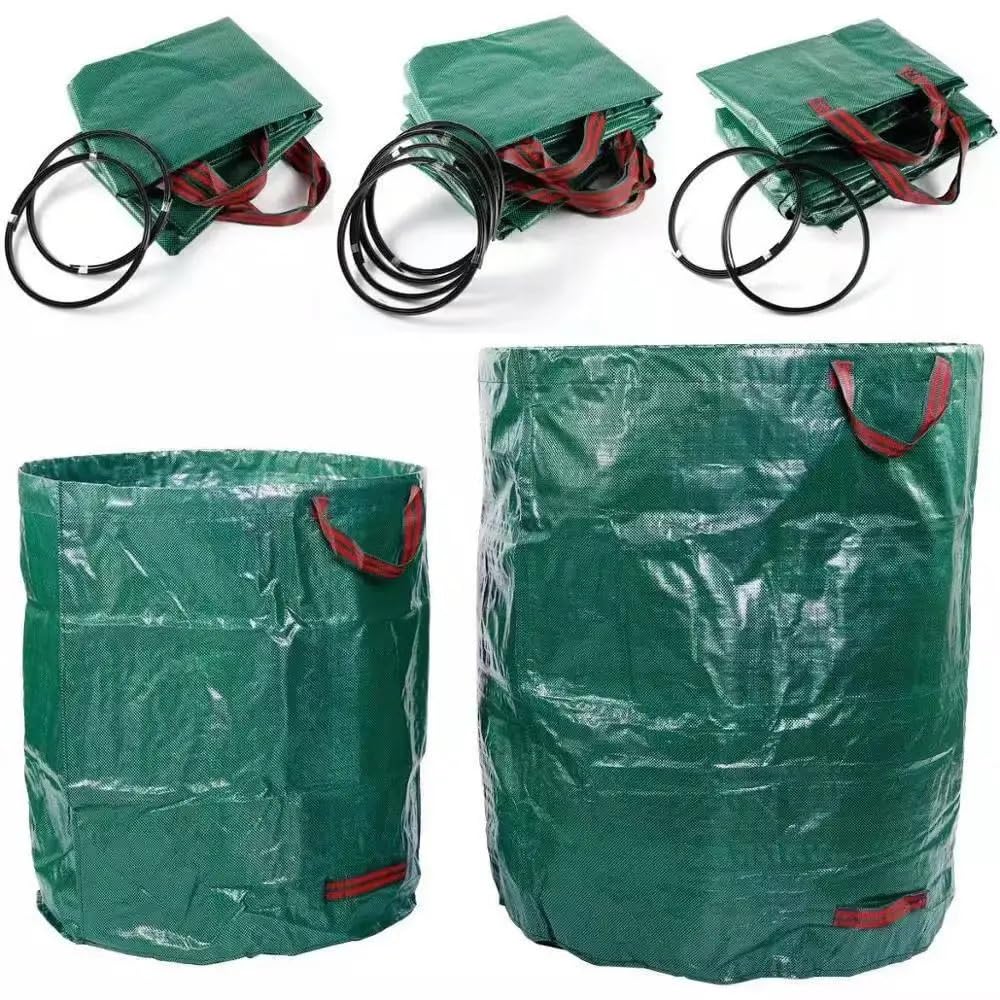Sacos de Jardin Bolsa Jardin Bolsa para residuos de jardín de Gran Capacidad, 272L/300L/500L, Resistente al Agua, PP, contenedor de Hierba y Hojas para Patio(272L)