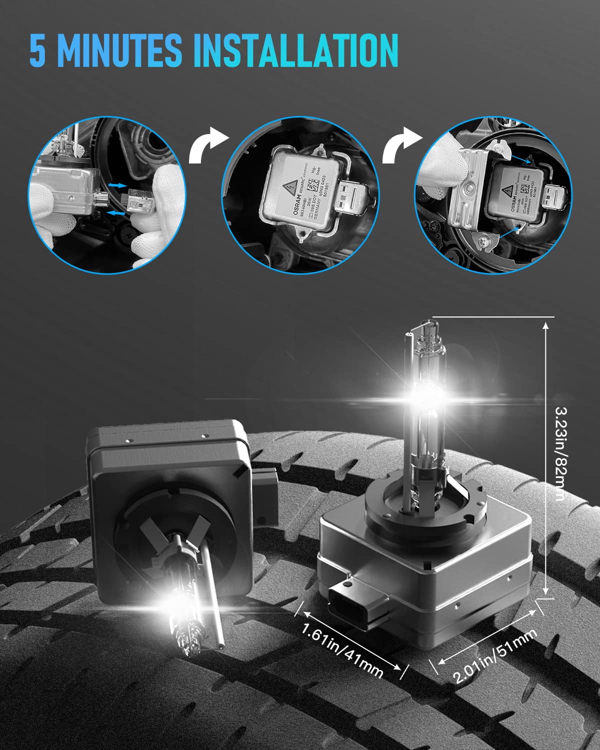 Kit Antibrouillard Xénon HID Autovizion Premier 55W H3 6000K - Blanc Diamant, Neuf
