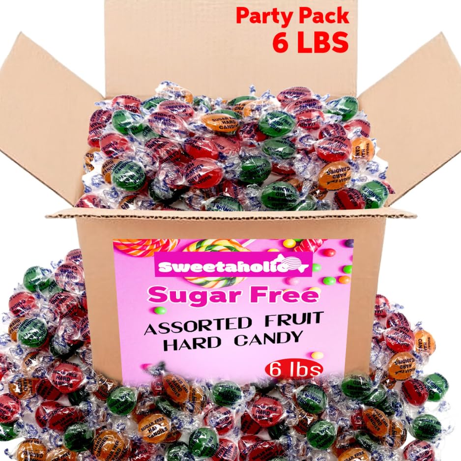 Sweetaholic Sugar-Free Assorted Fruits Hard Candy 6 Pounds | Individually Wrapped | Bulk Hard Candy | Low-Calorie | Perfect for Parties and Events