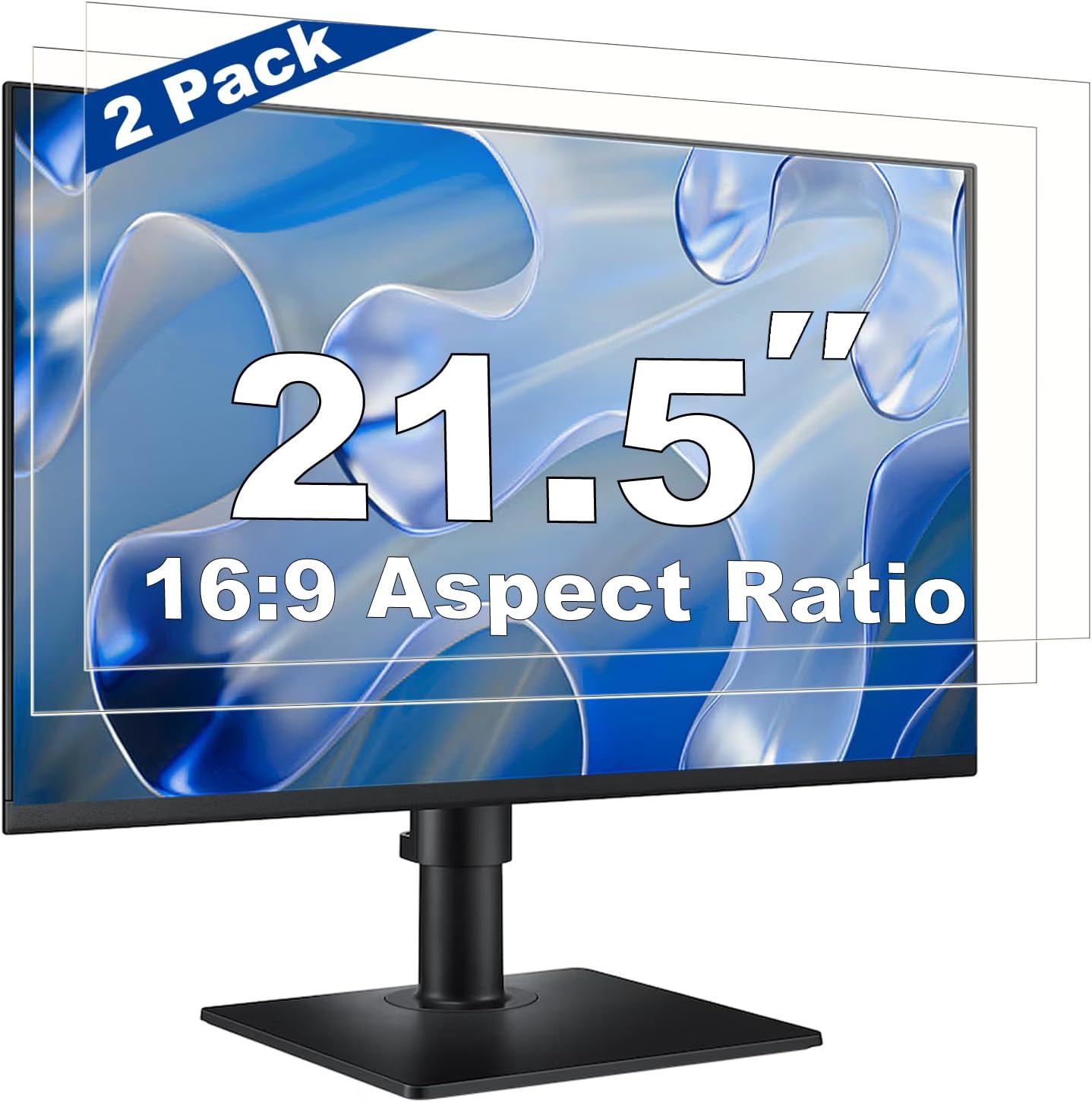 2 Pack 21.5 Inch Computer Screen Protector Film, Anti Glare & Blue Light Blocker with Transparent Filter Shield for Eye Protection, Compatible with 16:9 Widescreen Monitors from Dell, HP, LG, and More