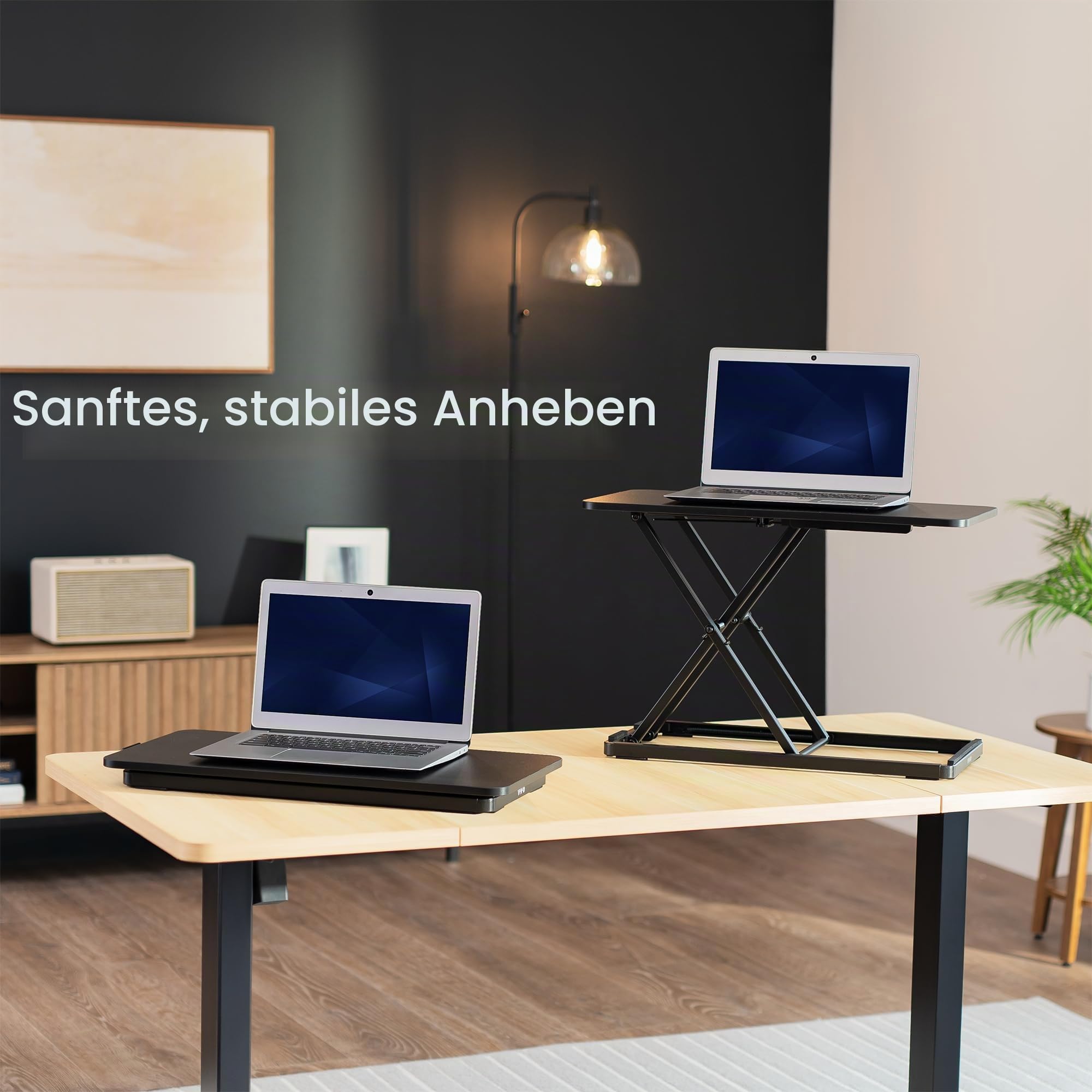 VIVO Ergonomische Schreibtisch-Erhöhung für Tastatur und Maus mit Scherenhub-System, 61 cm (24 Zoll) Breit, Höhenverstellbarer Tastatur-Aufsatz für Sitz-Steh-Arbeitsplätze, Schwarz, DESK-V024A