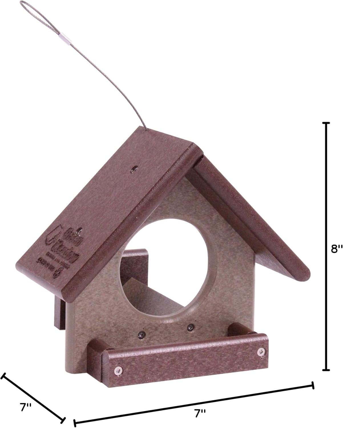 AmishToyBox Peanut Butter Bird Feeder, Eco-Friendly Poly Lumber, Fits 18 Oz. Jar of Peanut Butter (Tudor Brown/Weathered Wood), Amish-Made