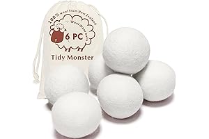 6 Pack All Natural Organic Wool Dryer Balls XL Size - Reusable...