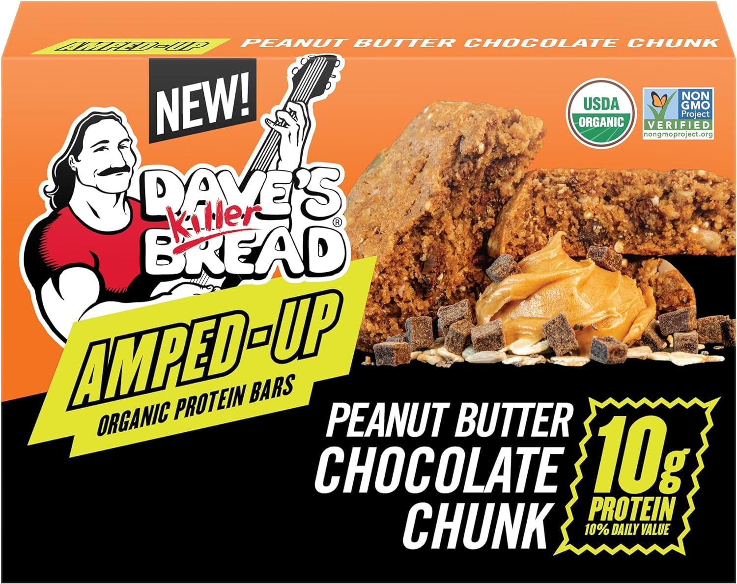 Dave's Killer Bread Blueberry Almond Butter Amped-Up Protein Bars 4 CT + Peanut Butter Chocolate Chunk Amped-Up Protein Bars 4 CT (1 of each) Variety Pack
