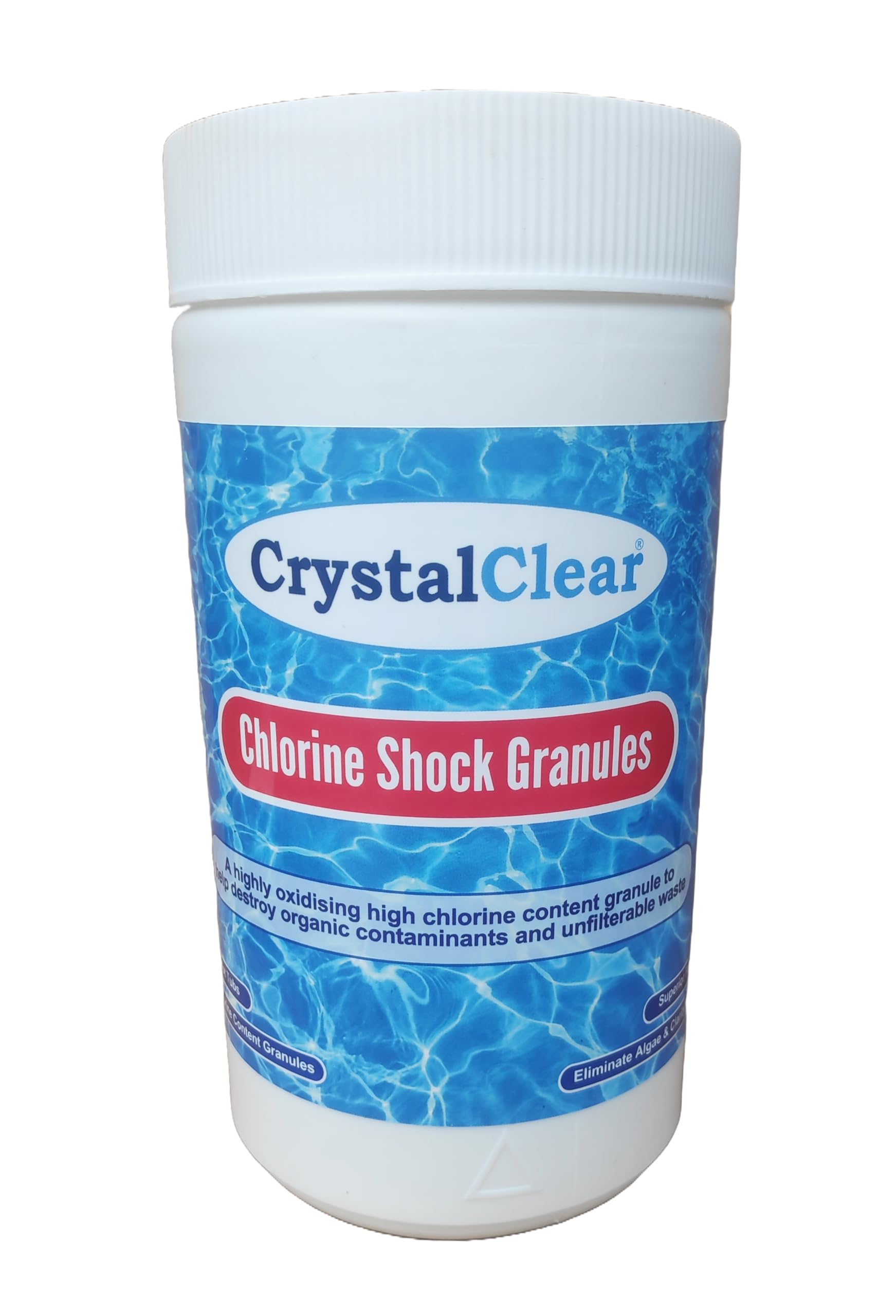 CrystalClear® Ultimate Chlorine Shock Granules for Hot Tubs & Swimming Pools 1kg - Calcium Hypochlorite (Cal-Hypo).