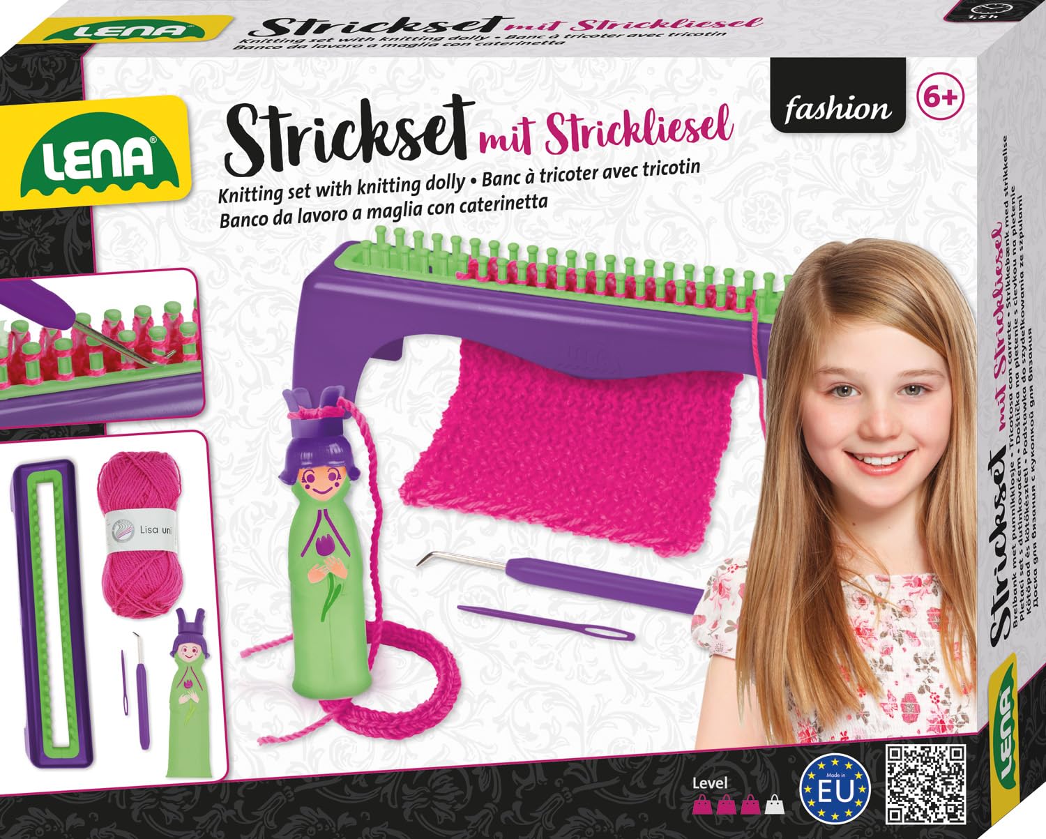 Lena 42679 zestaw do robienia na drutach, biały
