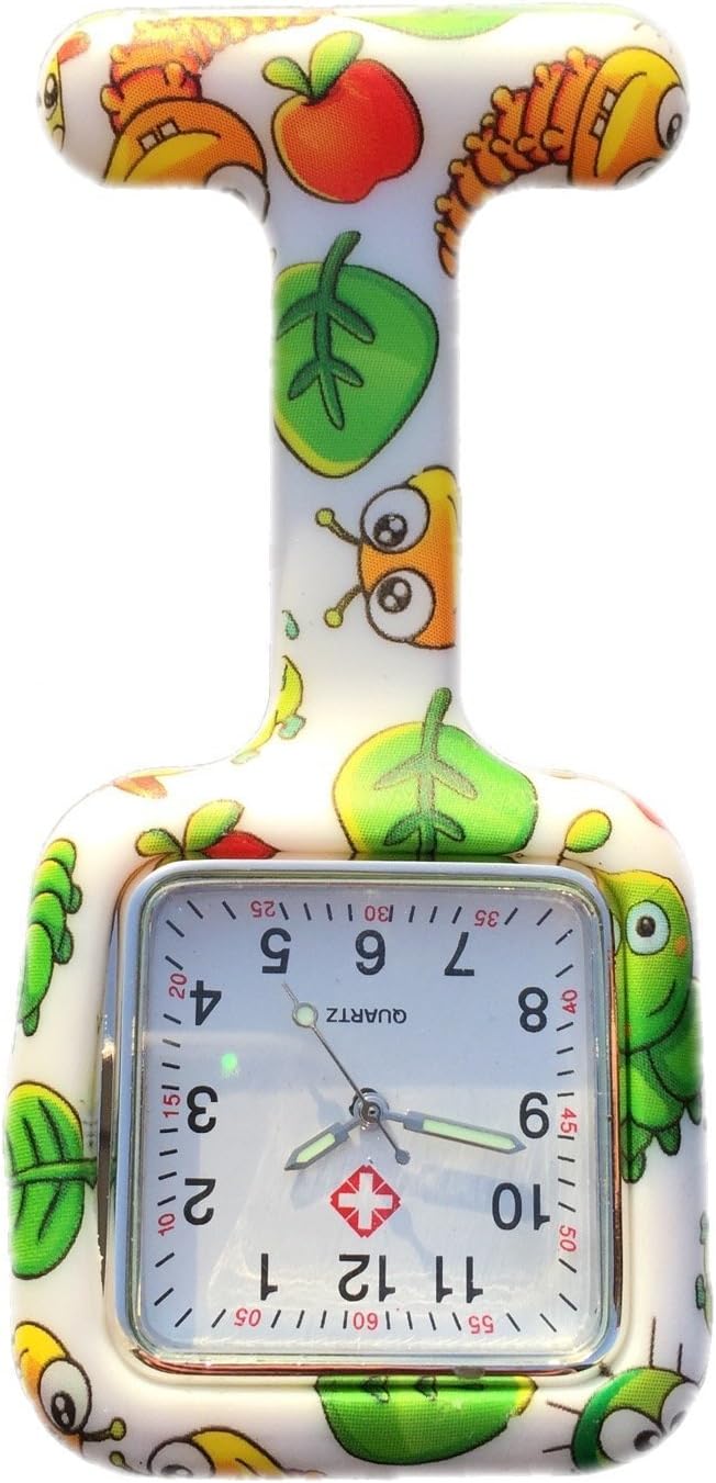 Boolavard Silicone Nurses Brooch Tunic Fob Watch New with Free Battery (Square Bugs)