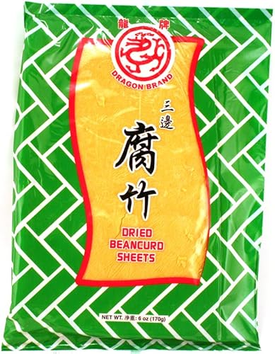 Hojas secas de Beancurd (piel de tofu / Fu Zhu) - 6 onzas (paquete de 6) Dragon Squama