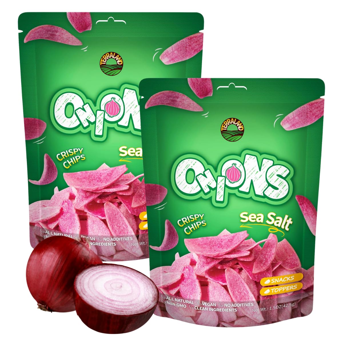 Terraland Onions Crispy Chips, 1.5Oz, Pack Of 2