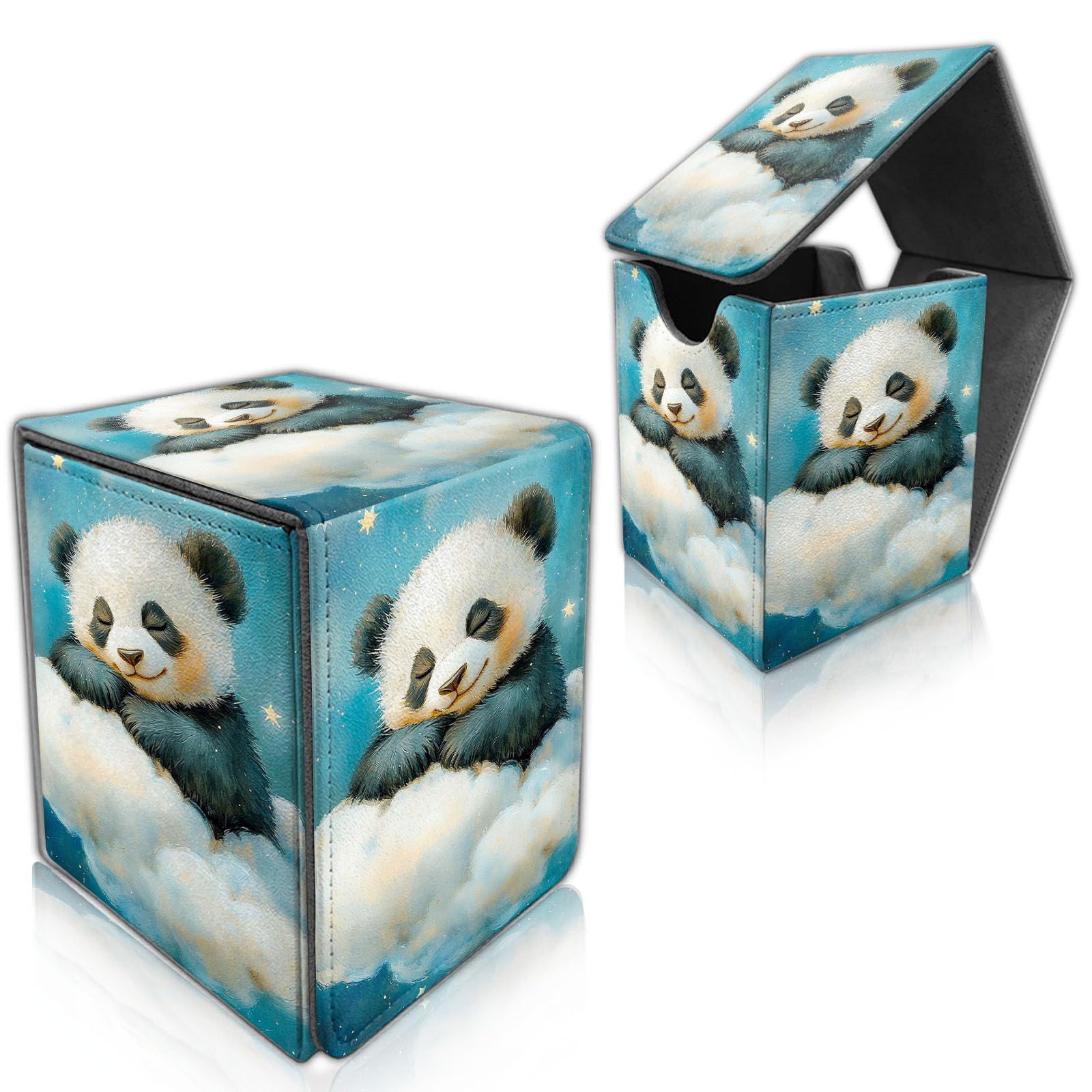 DISUOFEART for MTG Deck Box, Trading Card Storage Case Holds 100+ Sleeved Cards, Sleeping Panda on Cloud Magnetic Closure Durable Deck Holder for Magic The Gathering, TCG & Commander