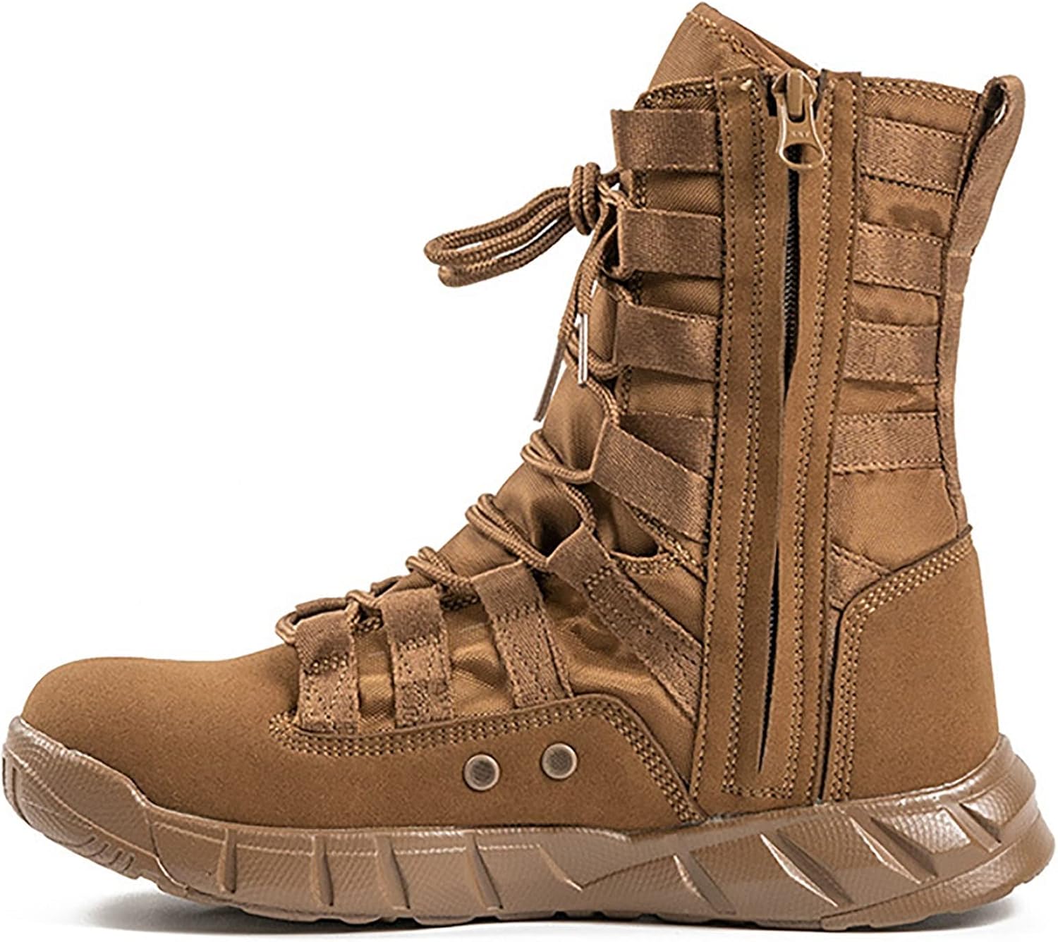 CLSQLXYJZC Tactical Desert Boots Army for Men, Spring Summer High-top Comfort Durable Training Shoes, Outdoor with Zipper Non-slip Breathable Military Boots