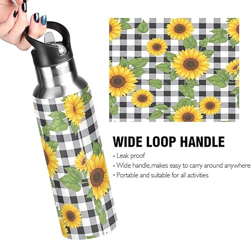 Miniatura 4 de Botella de agua aislada de acero inoxidable con popote de 32 onzas, botella de agua deportiva sin BPA aislada para gimnasio, viajes al aire libre,