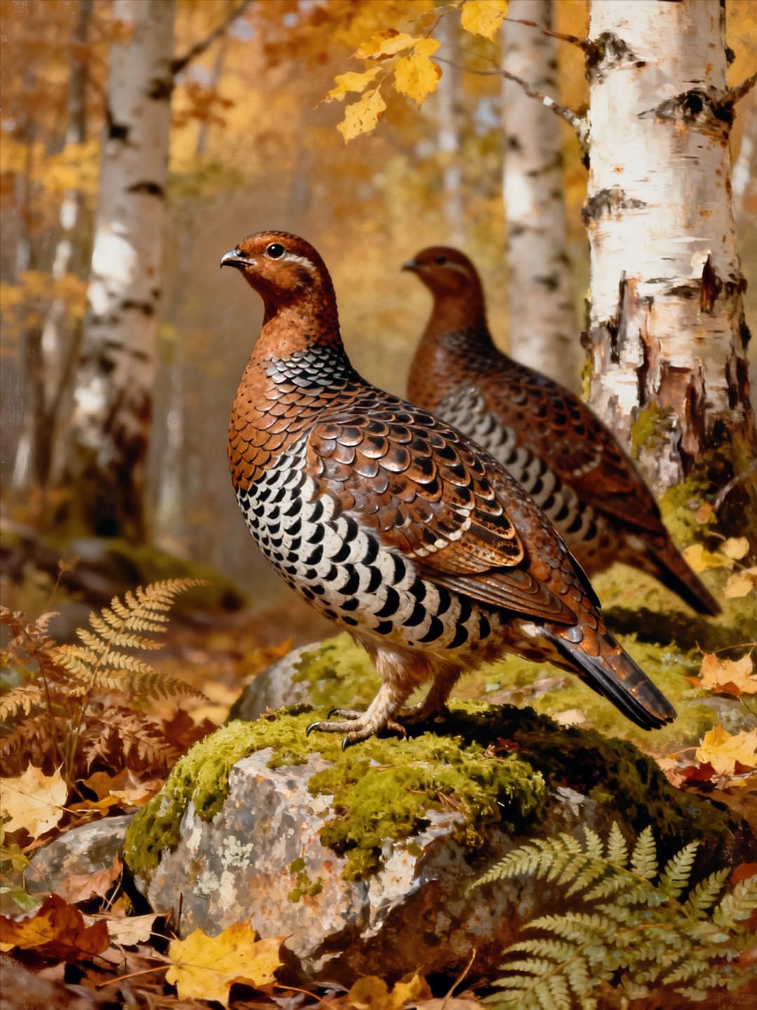 Autumn Wildlife Bobwhite Quail Birch Metal Tin Sign