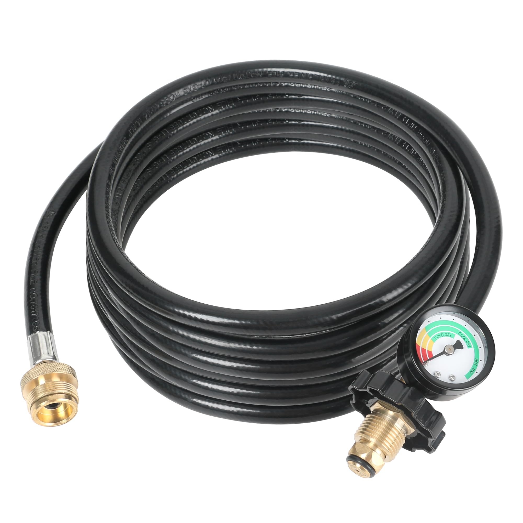 ATKKE 12FT Propane Hose Adapter 1lb to 20lb with Gauge, Propane Tank Grill Adapter Converter for Coleman Camp Stove, Portable Buddy Heater, Weber Q Gas Grill, Tabletop Grill and More 1lb Appliances