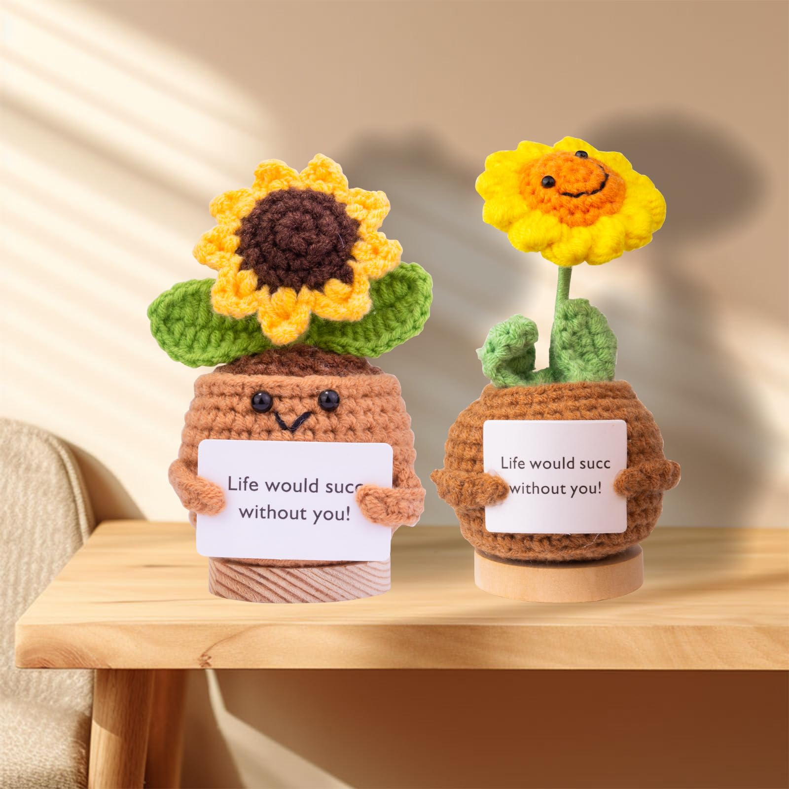 Handmade Crochet Sunflower Plush - Mini Emotional Support Gift For Women, Men, Mom, Teacher, Friend - View #3