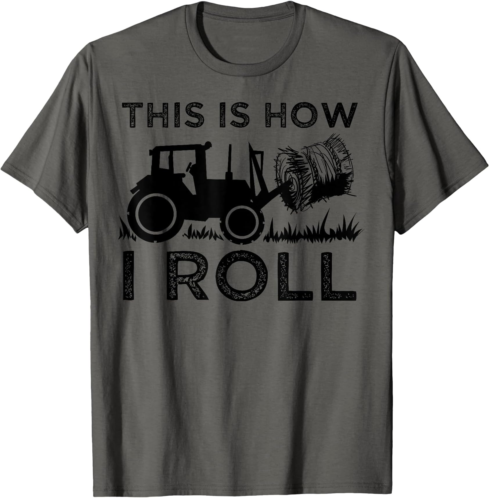 Funny Hay Bale How I Roll Gift Cool Farmer Tractor Driver T-Shirt Small