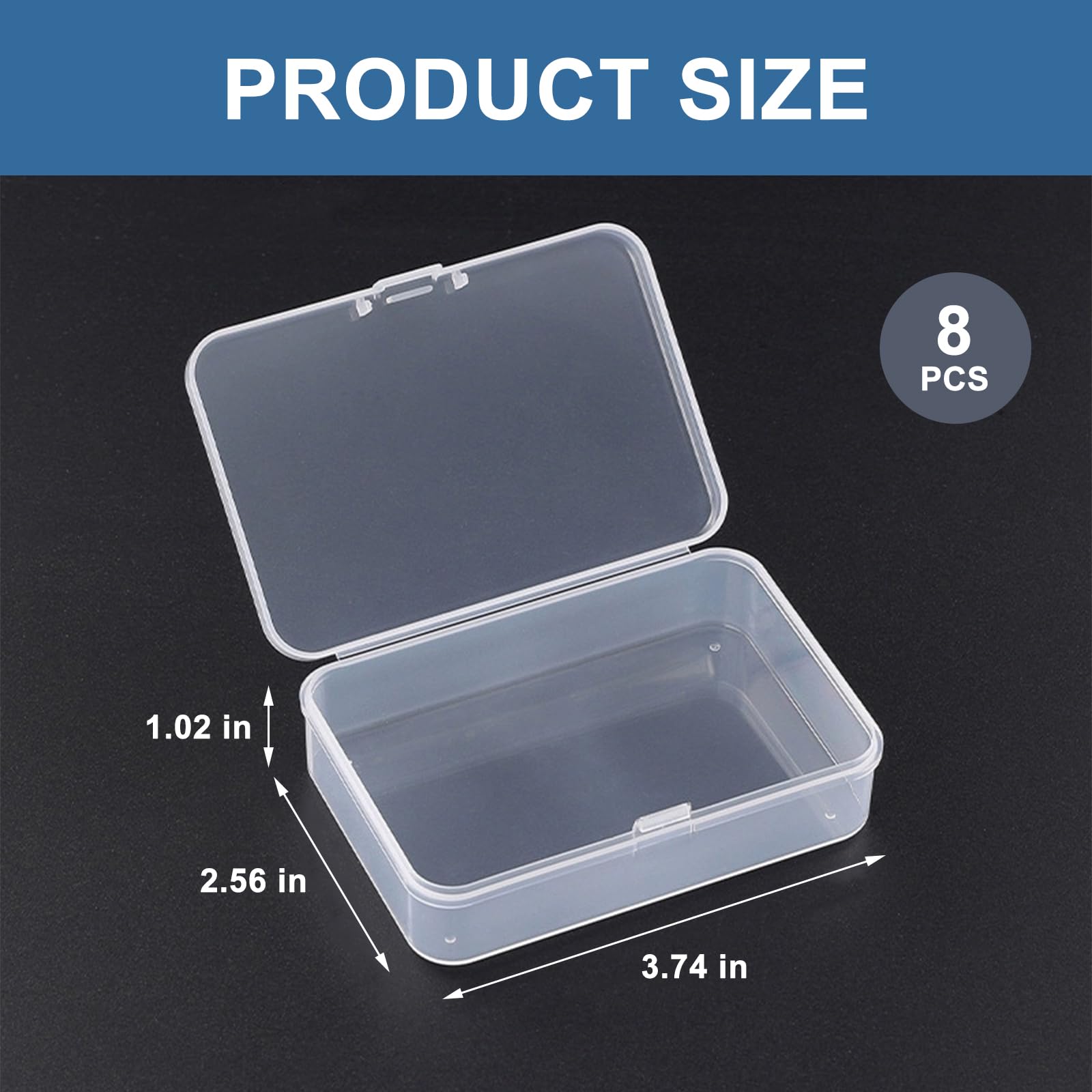 JIUDUOYUAN 8PCS Plastic Playing Card Box, Clear Card Deck Box, Card Game Storage, 3.74 × 2.56 × 1.02 inch, High Capacity Playing Case Cards (No Cards)