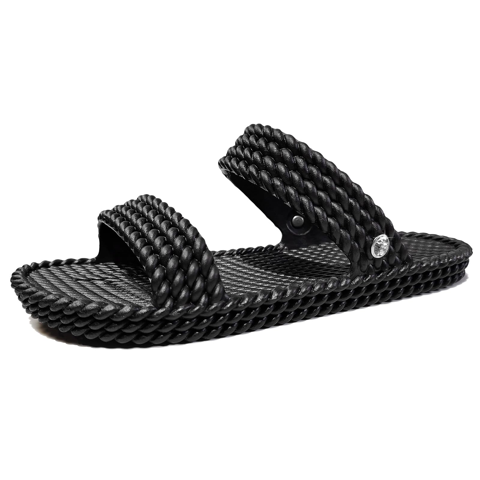 LAVAU Slide Sandals for Women, Slip-On Waterproof Slippers with Two Strap for Beach/Pool/Shower/Outdoor, Recyclable