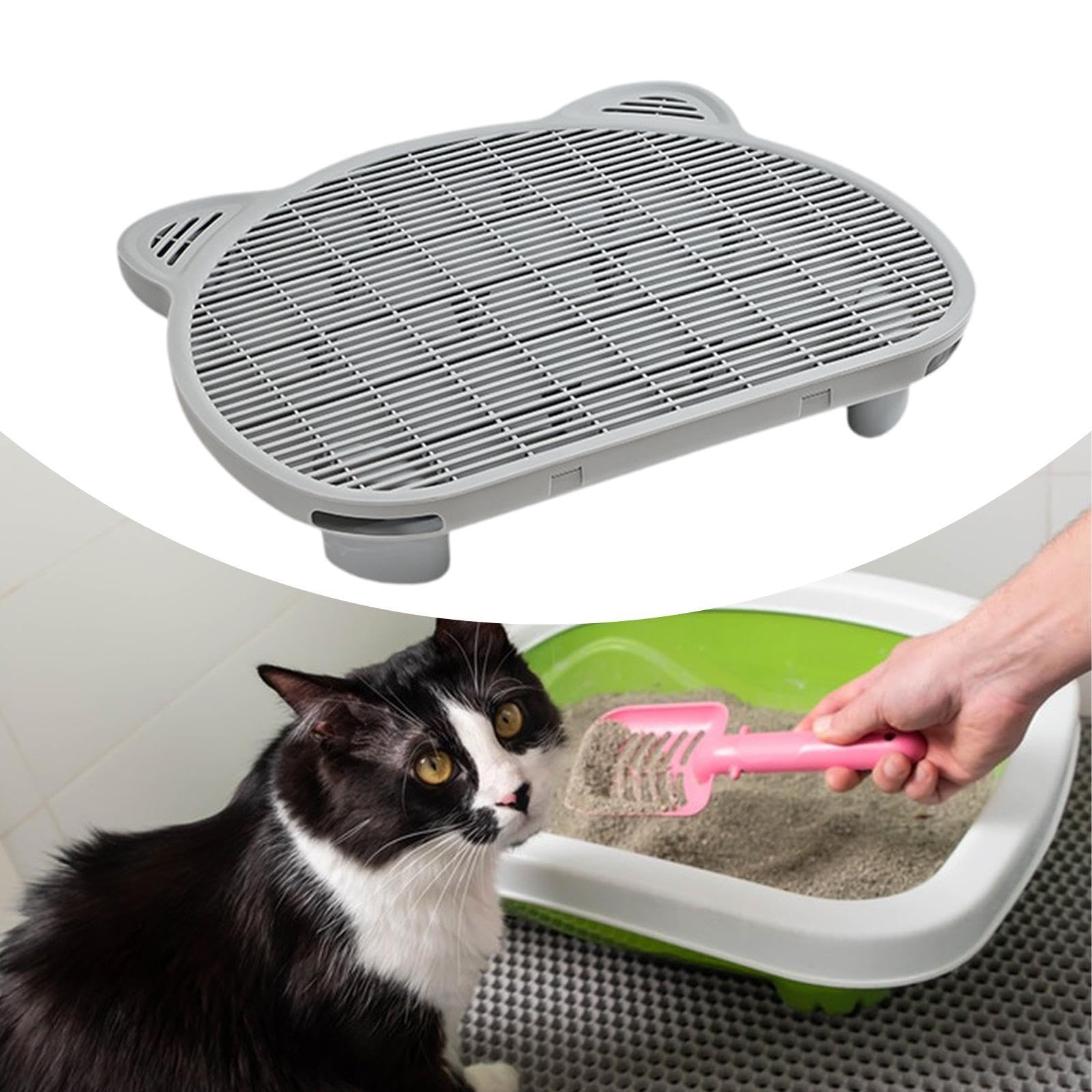 Tapis de Litière pour Chat, Marchepied, Facile à Nettoyer, Moins de Déchets, Marchepieds Réutilisables, Tapis de Rétention de Litière pour Chats, Gris