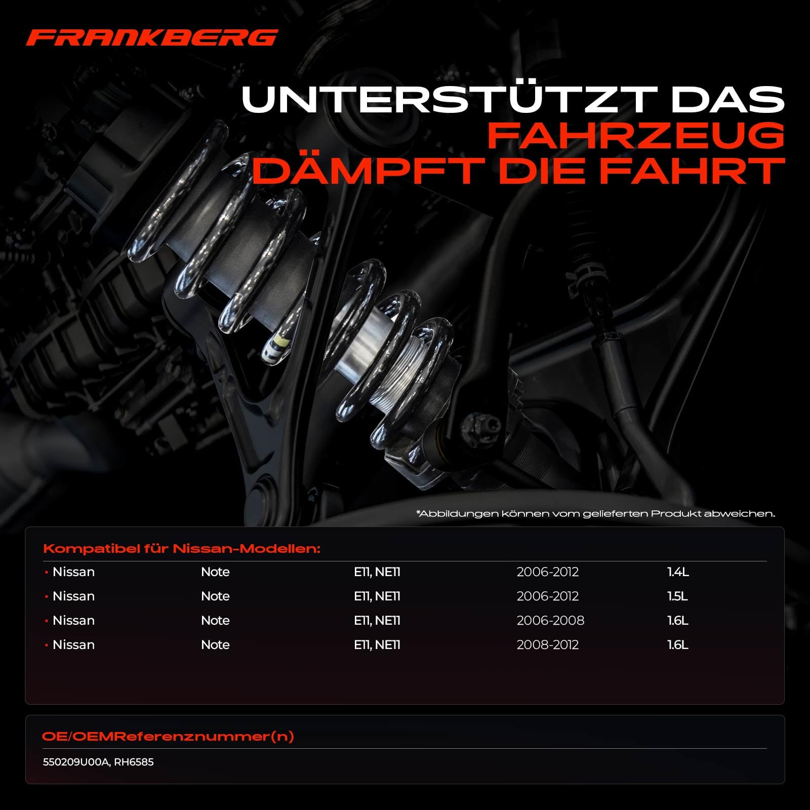 Frankberg 2x Federn Fahrwerksfeder Hinterachse Kompatibel mit Note E11 NE11 2006-2012 1.4L-1.6L MPV Replace# 550209U00A