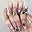 BABALAL Coffin Press on Nails Long Fake Nails Pink Black French Tip Glue on Nails Metallic 3d Star Charm Rhinestone Acrylic Nails 24Pcs Ballerina Manicure Y2K Artificial False Nails