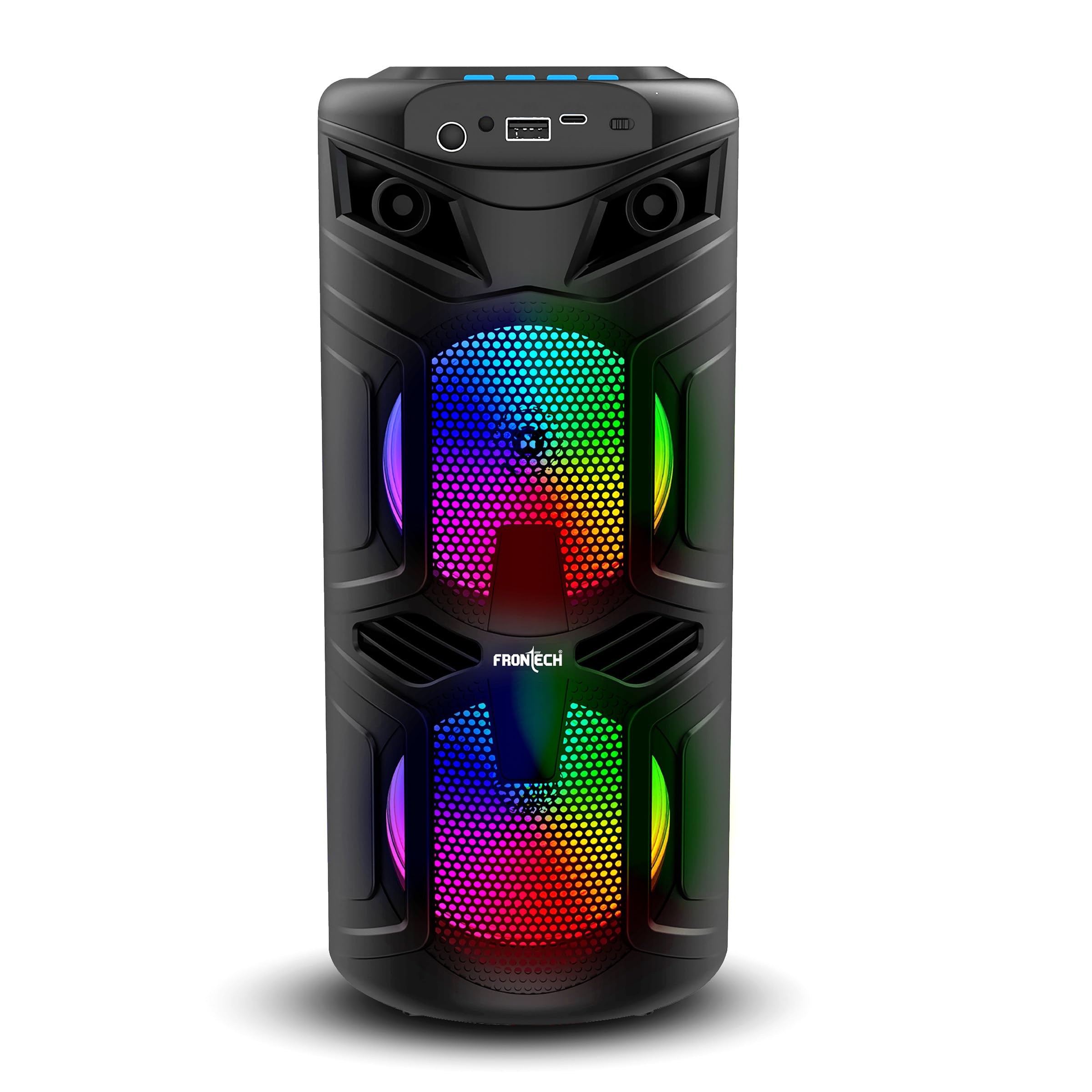 FRONTECH Wireless Bluetooth Speaker with RGB Lights | Upto 2 Hours Playback Time | Dual 5W Drivers | USB/TF/FM Radio/Aux/Microphone Connectivity | 1200 mAh Battery | 1 Year Warranty (SW-0068,Black) (B0C65FZ2F8) Amazon Price History, Amazon Price Tracker