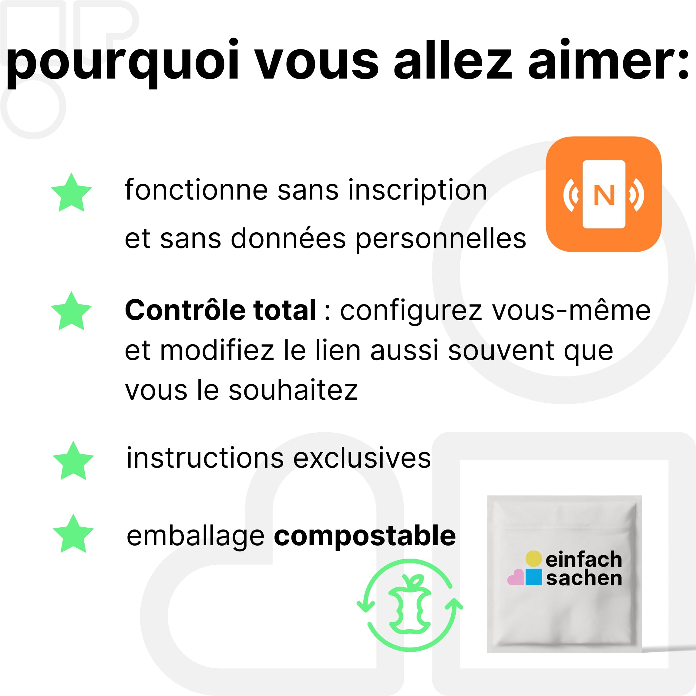 Lot de 2 autocollants Whatsapp NFC - Planifier des rendez-vous et partager un contact sans contact - Programmable et réutilisable - 3 cm de diamètre - Autocollant de contact Whatsapp pour cabinet