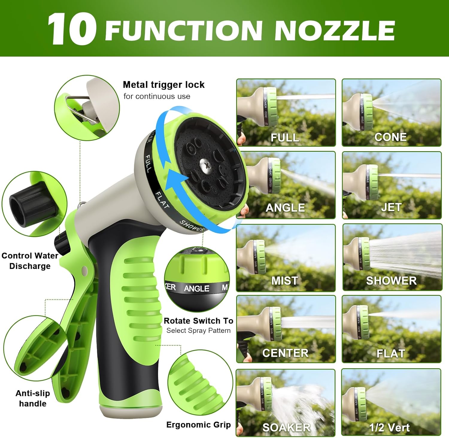Metal Garden Hose 75 ft Stainless Steel Heavy Duty Water Hose with 10 Function Nozzles Flexible Lightweight Kink-Free Leakproof Sturdy Hoses Pipe 3/4" Brass Fitting for Outdoor Yard Lawn RV