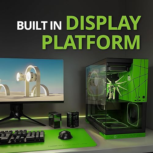 Miniatura 8 de Geometric Future Torre media de vidrio templado M5, estuche para juegos E-ATXATX, acero de 0.047 in, tipo C, paneles sin herramientas, soporte para