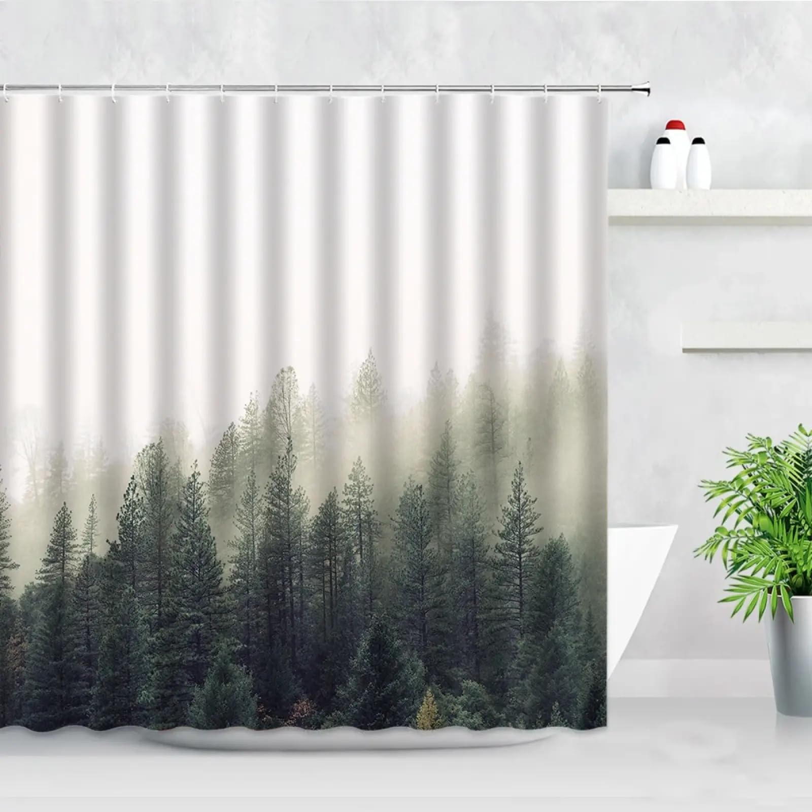 Rideau de douche forêt d'automne imperméable 130x140cm pour baignoire